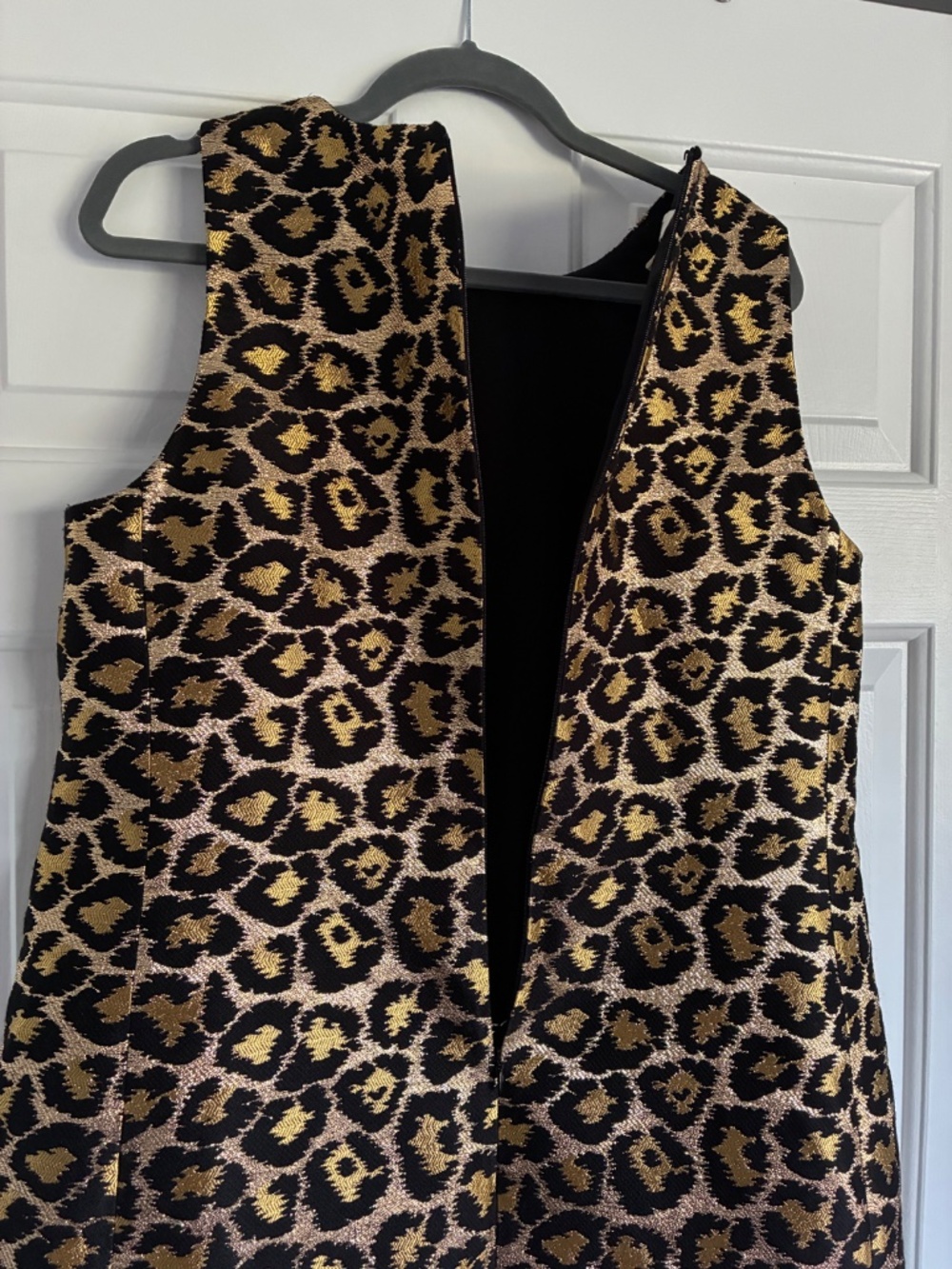 Boden Gold Metallic Leopard Jacquard Shift Dress L XL 14 - Picture 7 of 15